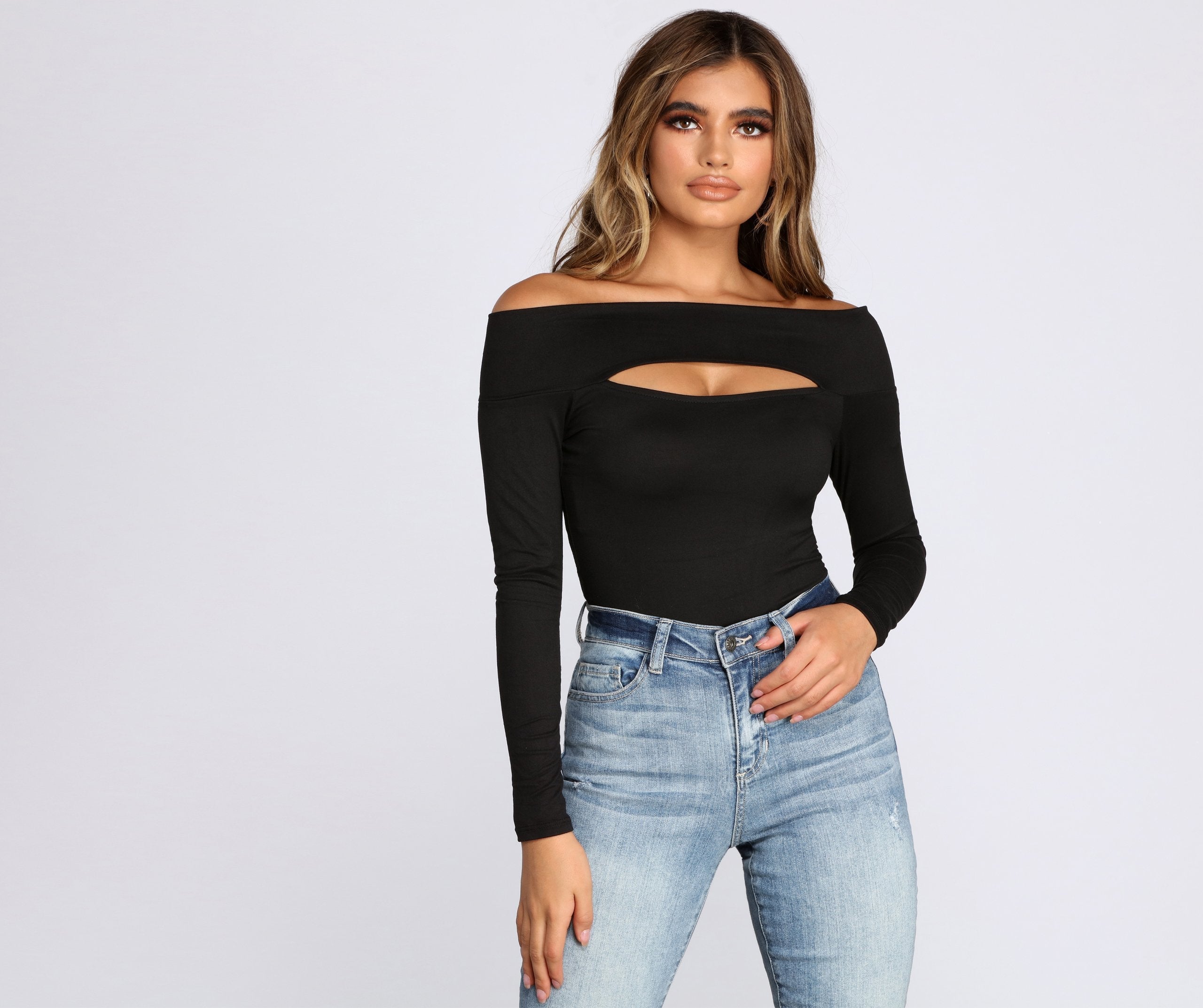 Off The Shoulder Keyhole Cut out Top