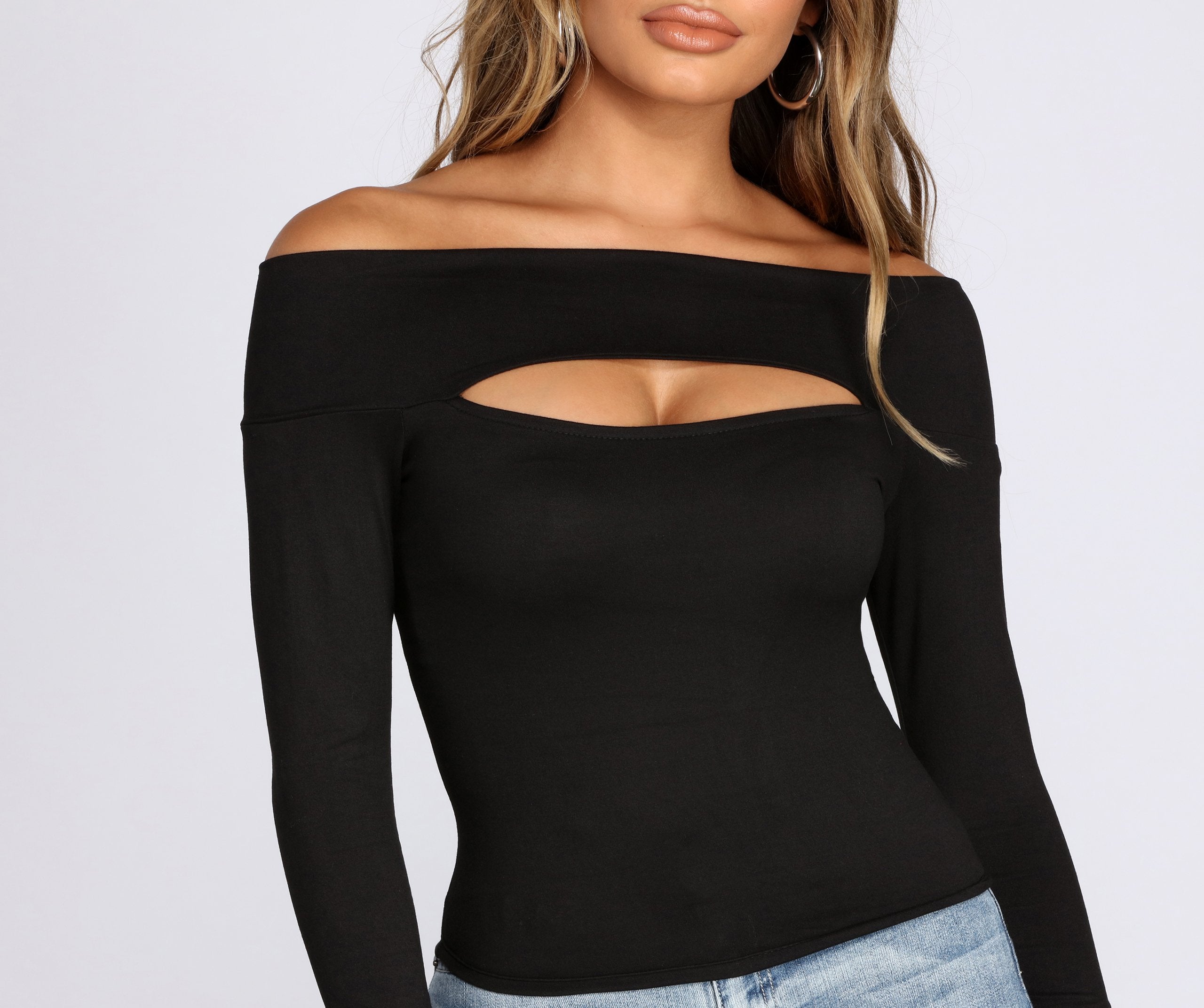 Off The Shoulder Keyhole Cut out Top