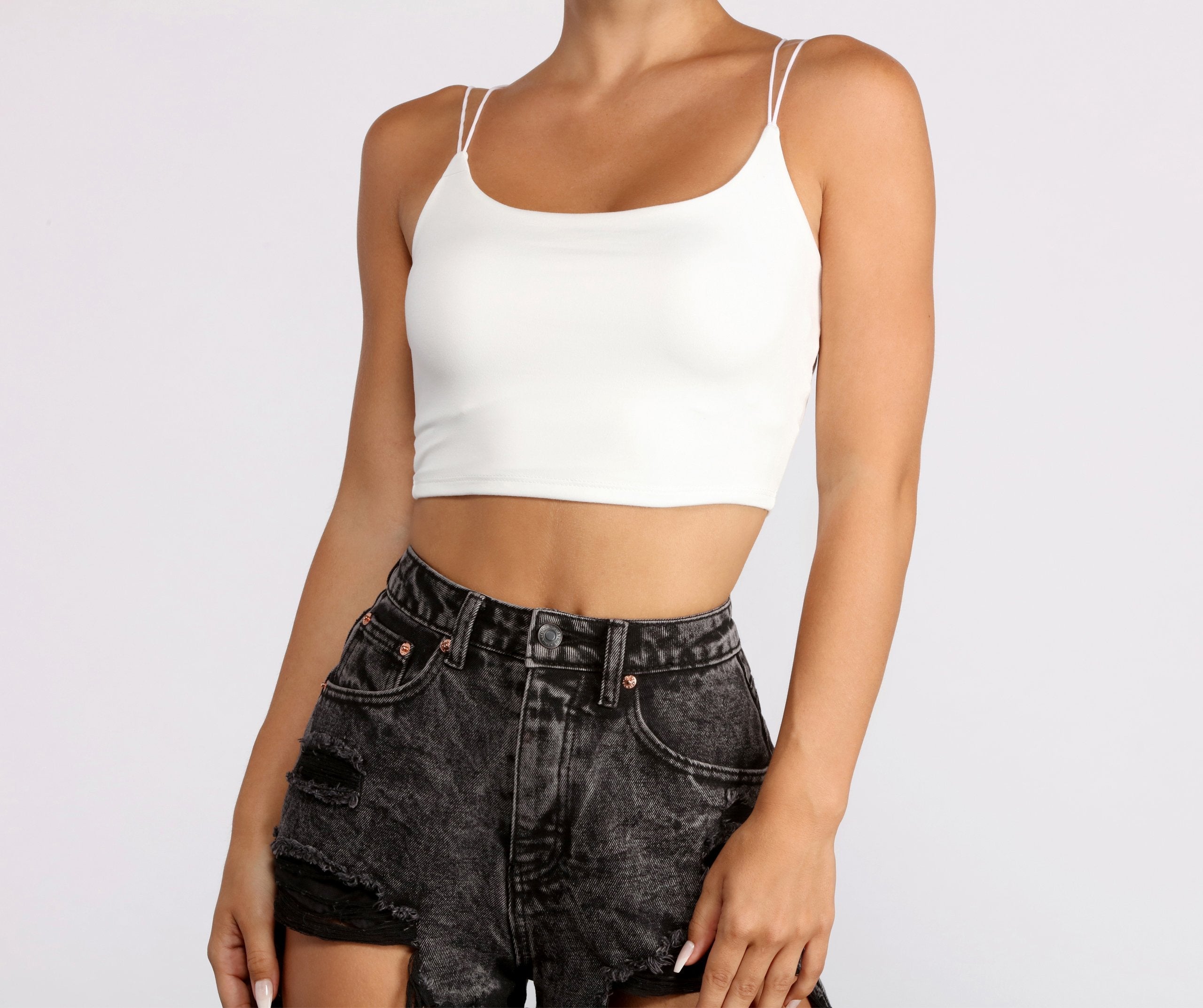 Double Strap Basic Crop Top