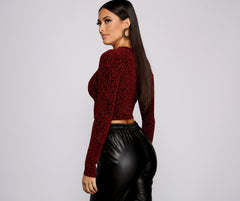 So Chic Crew Neck Lurex Crop Top