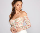 A Ruched Romance Floral Crop Top