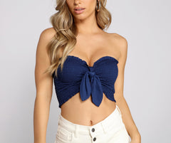 Smocked Tie-Front Tube Top