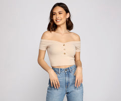 Simple Style Off-The-Shoulder Crop Top