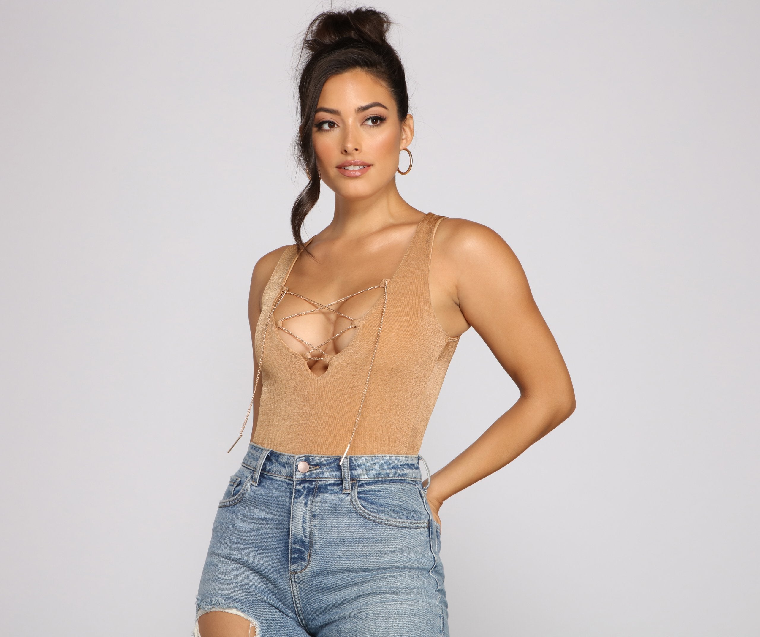 Sleek And Sultry Lace-Up Bodysuit