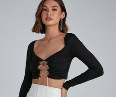 Rise And Stun Lace-Up Crop Top