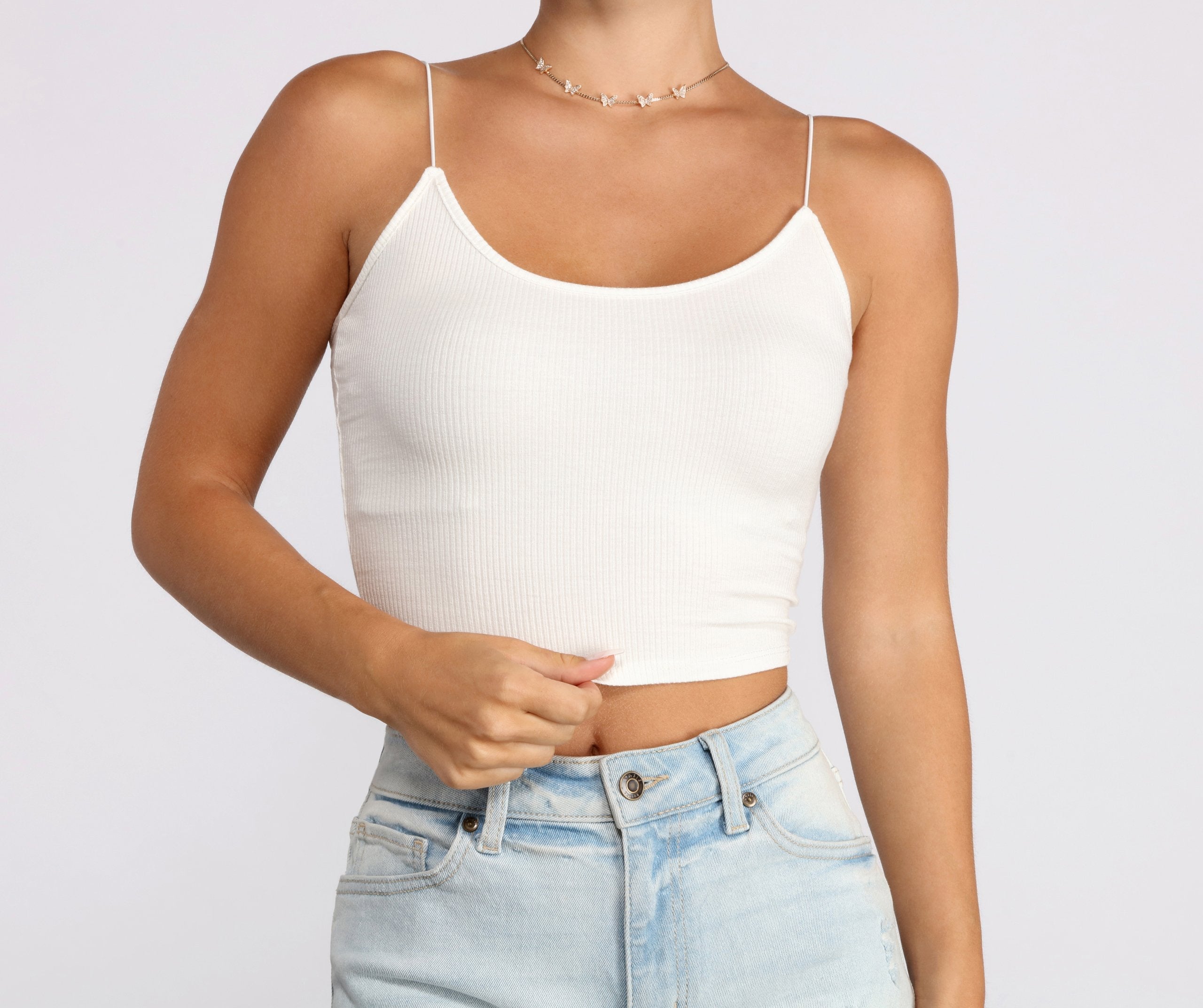Basic Scoop Neck Ribbed Knit Tank Top