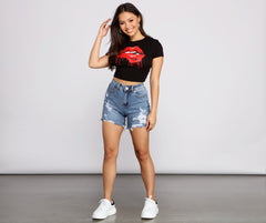 Pucker Up Painted Lips Graphic Tee