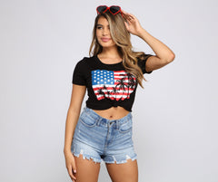 Americana Knot-Front Graphic Tee