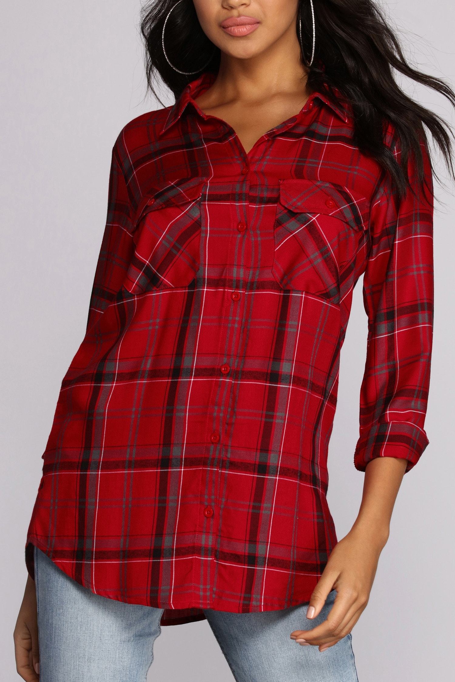 Perfectly Plaid Button Up Top