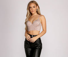 Sequin and Heat Stone Glamour Cropped Bustier