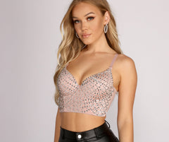 Sequin and Heat Stone Glamour Cropped Bustier