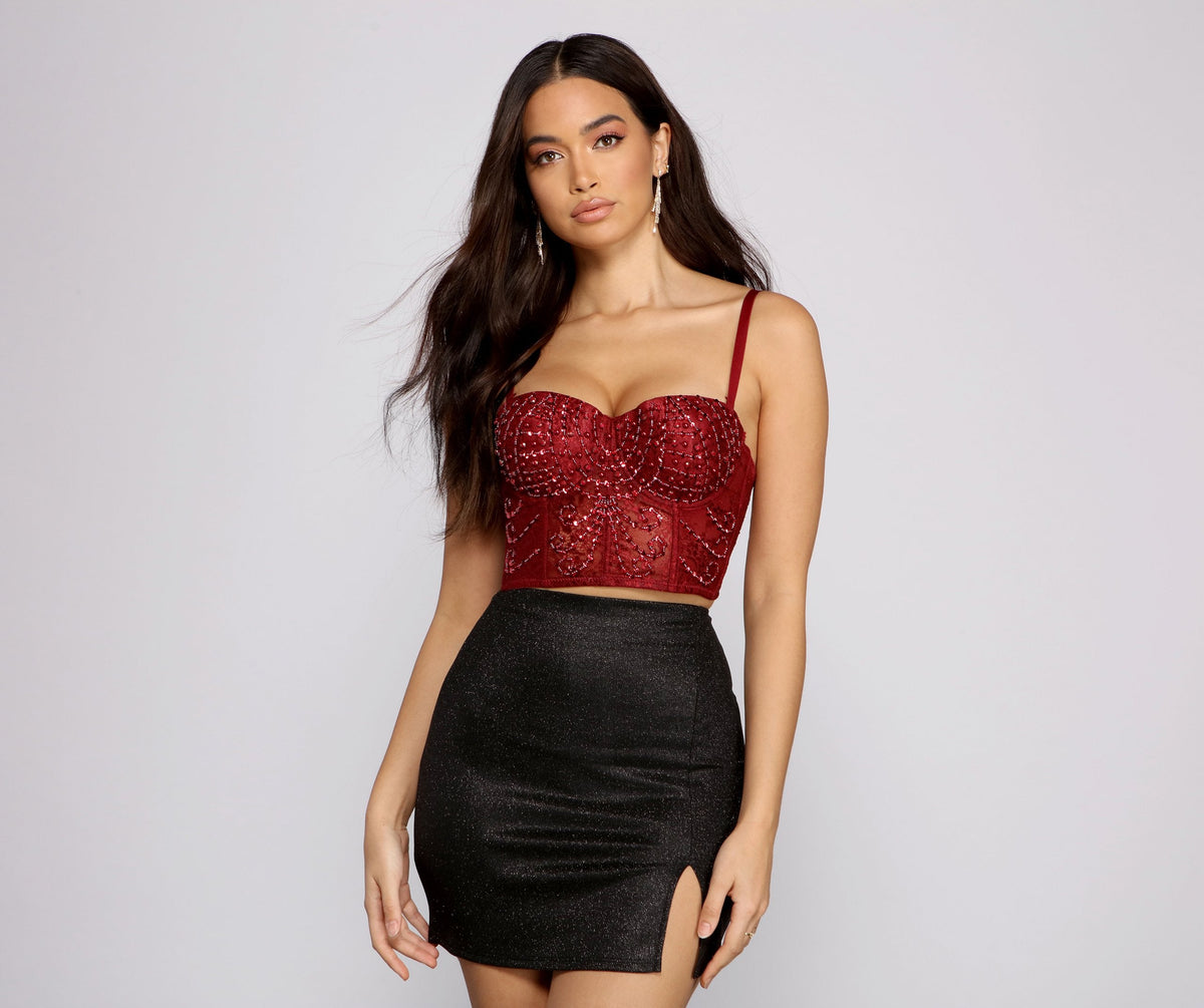 Beaded Sequin Beauty Cropped Bustier