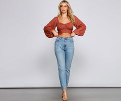 Cinched And Chic Chiffon Crop Top