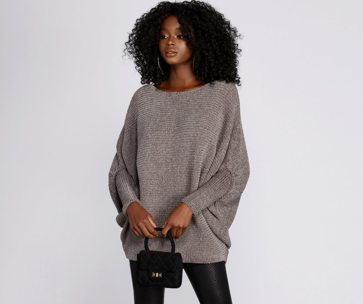 Boat Neck Chenille Pullover Sweater