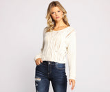 Cozy Chic Cable Knit Lattice Sweater