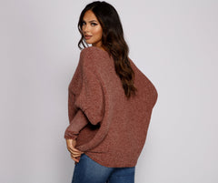 Chenille Knit Dolman Sleeve Sweater