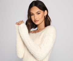 Cozy Cropped Popcorn Knit Sweater