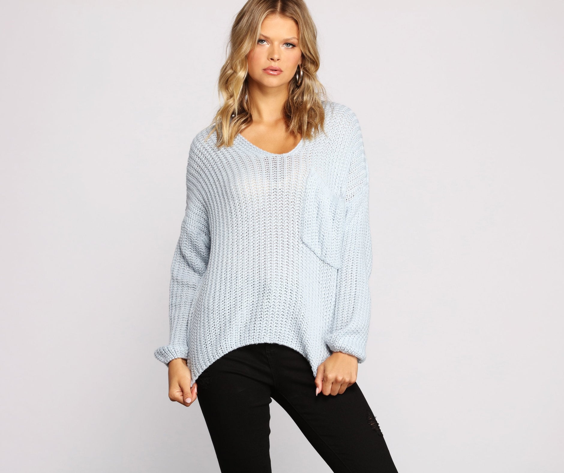 All The Cozy-Chic Vibes Pullover mit V-Ausschnitt