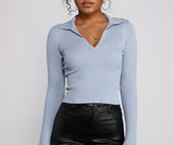 Collared and Chic Ribbed Top