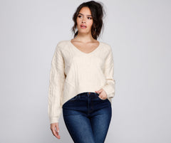 Cute And Cozy Cable Knit Cropped Sweater