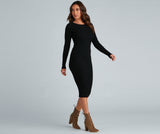 Chic Twist Long Sleeve Midi Dresses