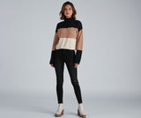 Cozy Color Block Waffle Knit Sweater