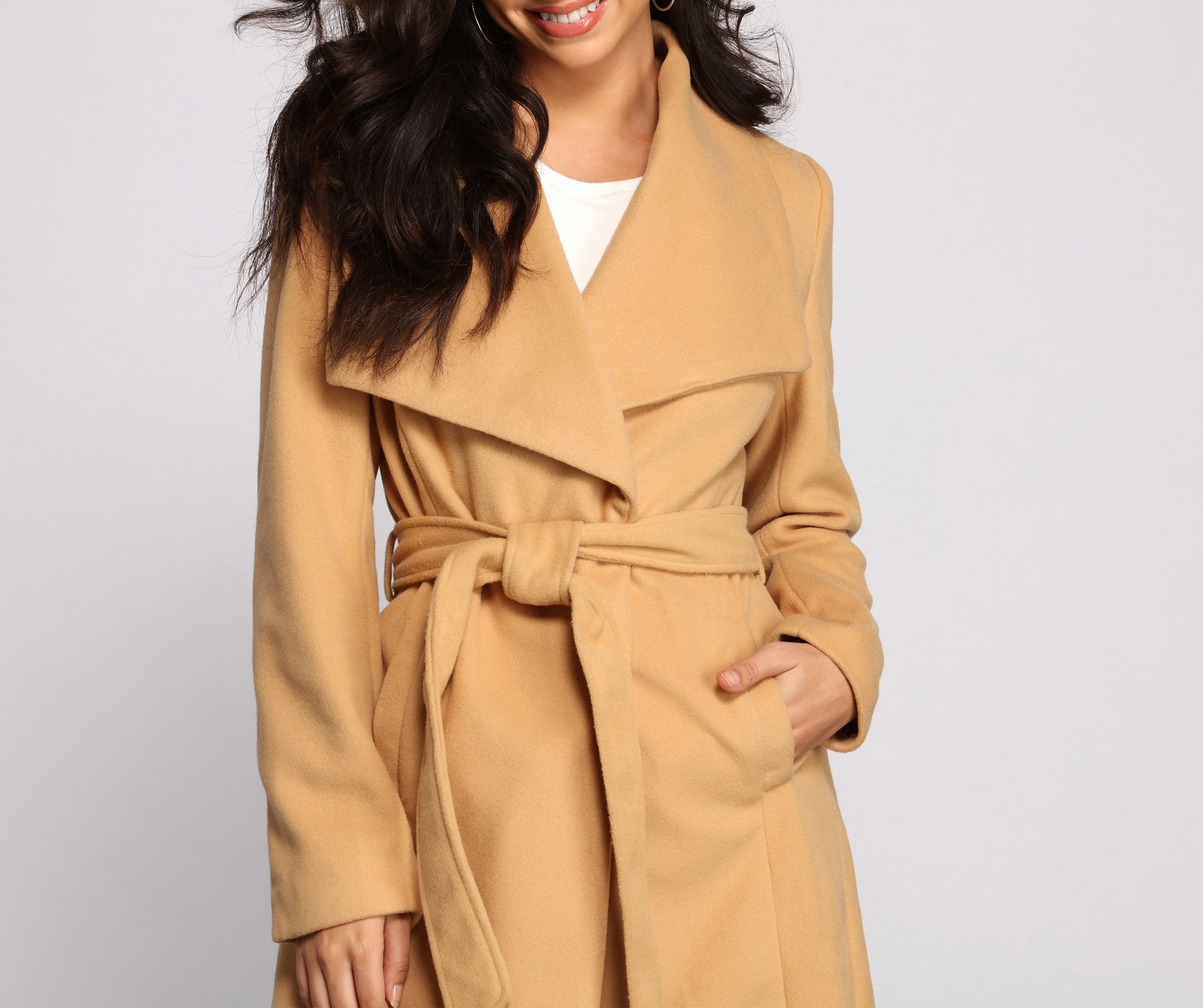 So Fab Fleece Belted Trench Coat