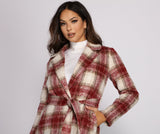 Chic In Plaid Belted Coat