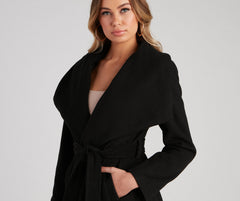 Polished And Chic Faux Wool Trench Coat