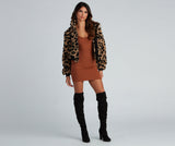 Spotted Cheetah Print Faux Fur Jacket