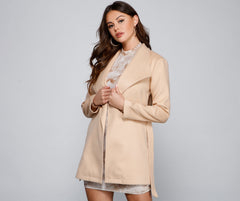 Polished And Chic Faux Wool Trench