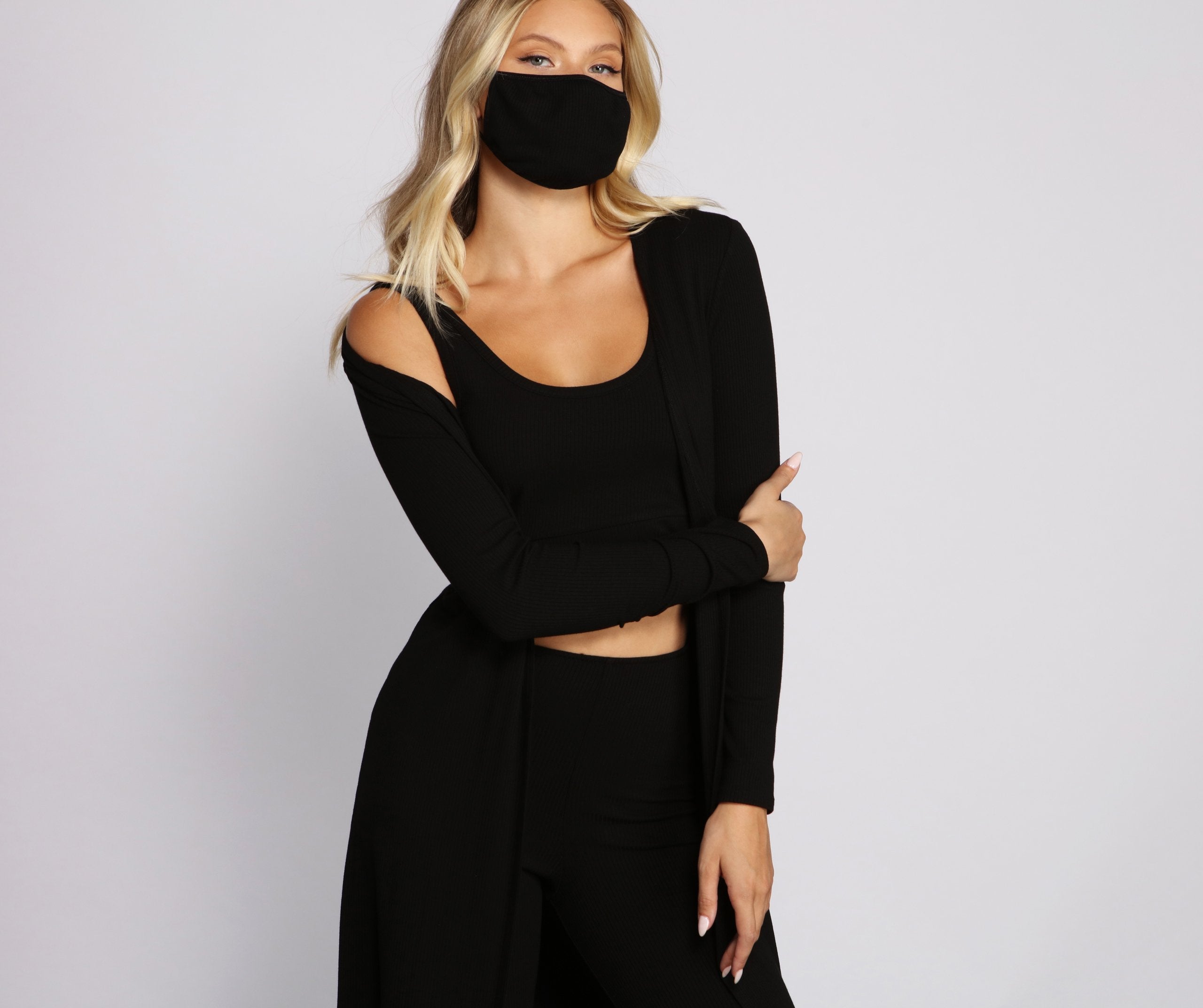 Ribbed Knit Long Sleeve Duster
