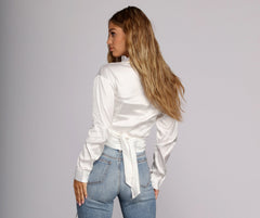 Smooth Moves Satin Crop Blouse