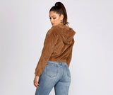 Downtown Doll Cropped Corduroy Bomber Jacket