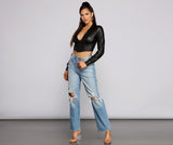 An Edgy Vibe Faux Leather Crop Top