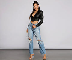 An Edgy Vibe Faux Leather Crop Top