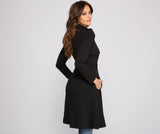 Belted Sophistication Crepe Trench Dresses