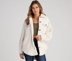 All About Knit Sherpa Shacket