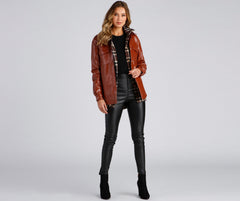 Casual-Chic Mood Faux Leather Shacket