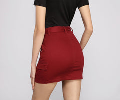 Belted Cargo Chic Mini Skirts