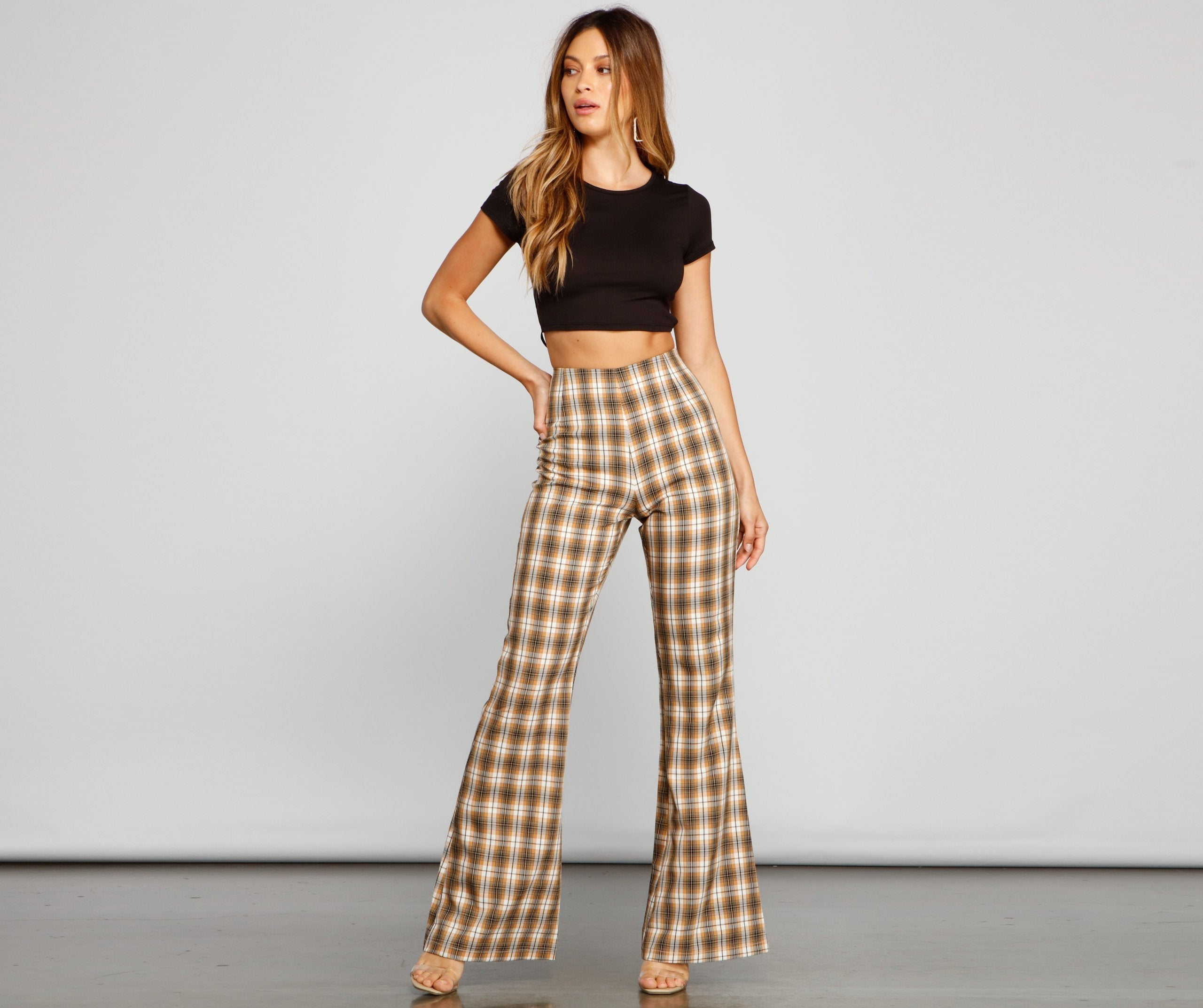 Bring The Flare Plaid Pants