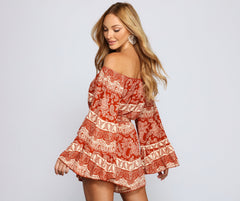 Off The Shoulder Paisley Perfection Romper