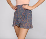 Ditsy Floral Asymmetrical Mini Skirt
