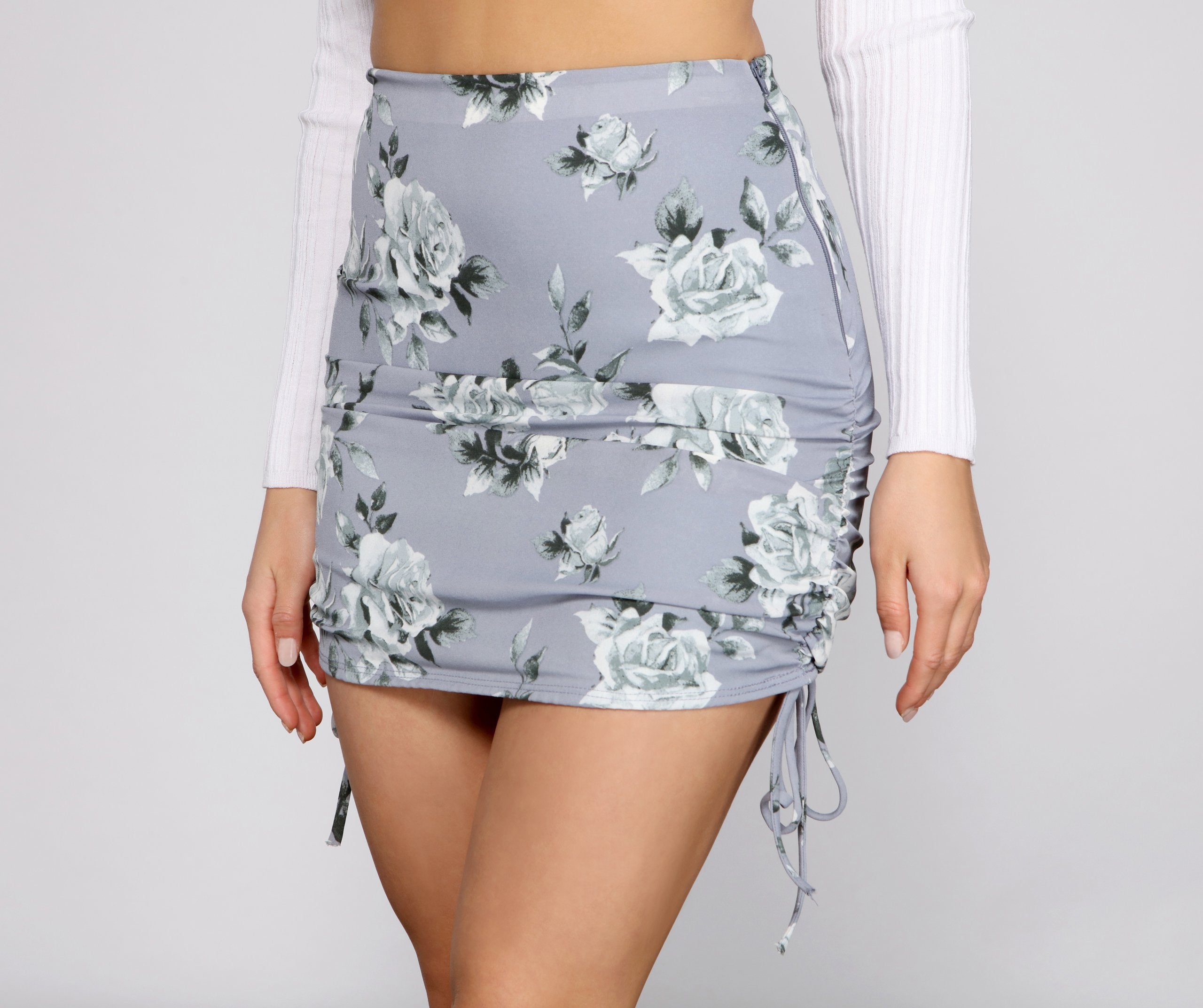 Romantic Beauty Floral Ruched Mini Skirts