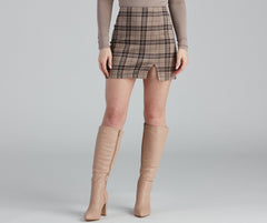 Clueless In Plaid Faux Suede Skirt
