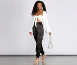 Satin Cargo Style Joggers