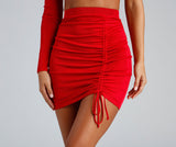 Ruched & Ready Slinky Knit Mini Skirts
