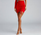 Ruched & Ready Slinky Knit Mini Skirts