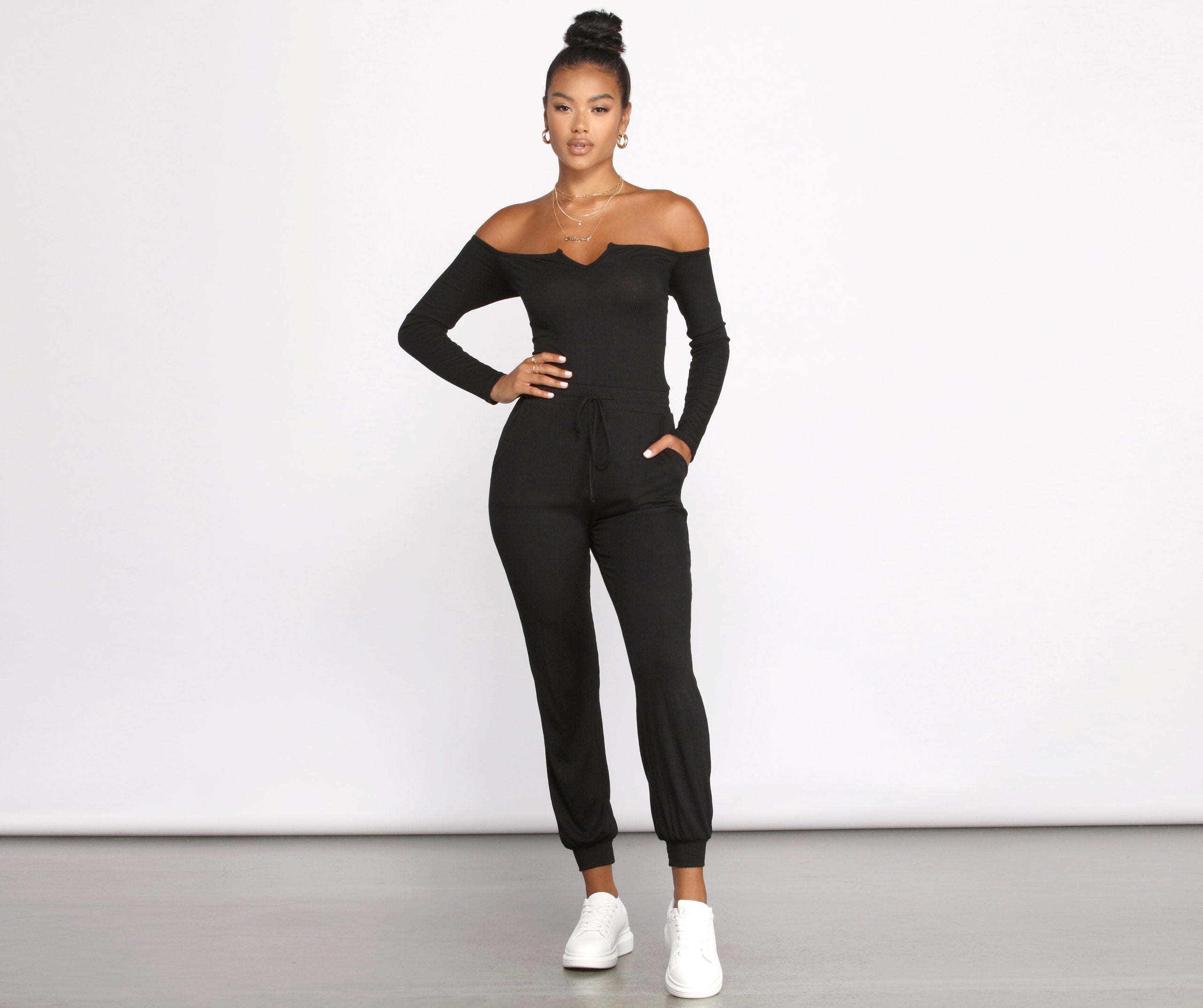 Casual Vibes Off The Shoulder Jumpsuit