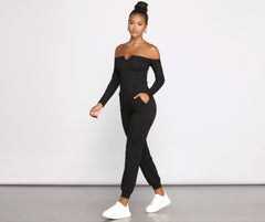 Casual Vibes Off The Shoulder Jumpsuit